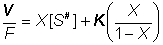 V/F = X[S#] - K(X/(1-X))