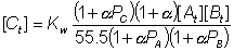 [Ct] = Kw((1+alphaPc)(1+alpha)[At][Bt]/(55.5(1+alphaPA)(1+alphaPB))