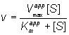 v = Vmaxapp[S]/(Kmapp + [S])