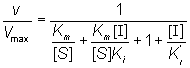 v/Vmax = 1/(Km/[S] + Km[I]/S] Ki + 1 + [I]/[Ki'])