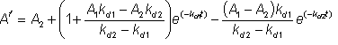 Af = A2 + {1 + (A1kd1 - A2kd2)/(kd2 - kd1)} x exp(-kd1t)- ((A1 - A2)kd1/(kd2 - kd1)) x exp(-kd2t)