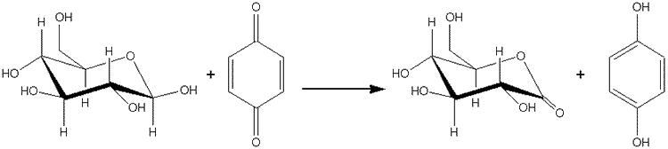 beta-D-glucose + benzoquinone  --> D-glucono-1,5-lactone + hydroquinone