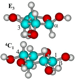 The most stable conformations of alpha-L-arabinofuranose (E3) and  beta-(1-4)-linked D-xylopyranose (4C1) residues