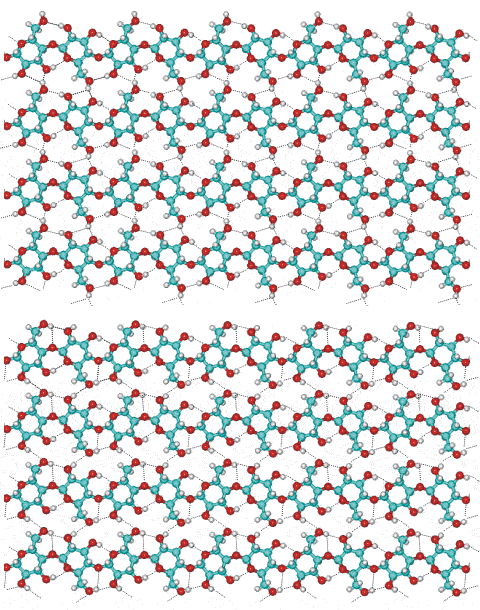 The two conformationally distinct cellulose layers in cellulose 1b