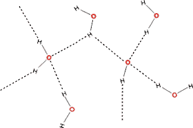 Bifurcated hydrogen bond involving the hydrogen atonm of one water molecule