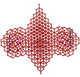 Idealized tetrahedral clustering caused by neighboring K+ carboxylate ion pairs, view 1