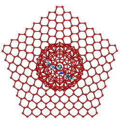 Idealized tetrahedral clustering caused by neighboring K+ carboxylate ion pairs, view 2