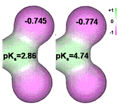 The relationship between the p<em>K</em><sub>a</sub> of carboxylate groups and the charge on the carboxylate oxygen atoms, as determined using ab initio modeling (6-31 G**)