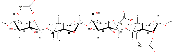 Representative structure for carboxymethylcellulose