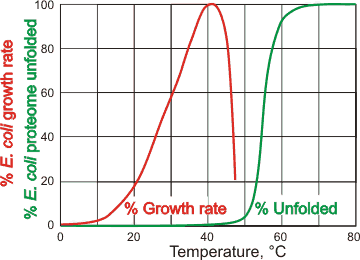 E. coli growth rate and protein denaturation, based on [2200]