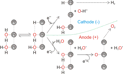 proposed mechanism for electrolysis on platinum