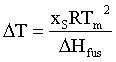 DT = xS x R x (Tm)^2/DHfus