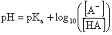 pH=pKa+log([A-]/[HA])