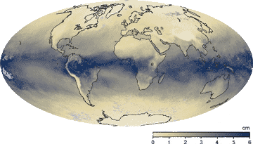 average humidity in March 2015, (cm of water equivalent in an atmospheric column) from http://earthobservatory.nasa.gov/GlobalMaps/