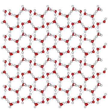 Ice lattice/crystal structure. (A) The structure of ice crystals having