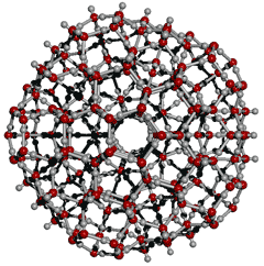 low density icosahedral (H2O)280 cluster,