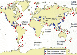 Methane hydrate resources, from USGS