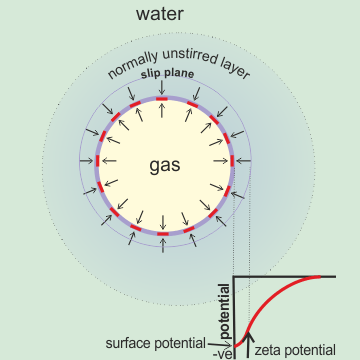 Nanobubble showing the position corresponding to the zeta potential
