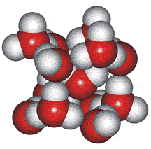 Ice Ih cell cluster, with an interstitial water molecule