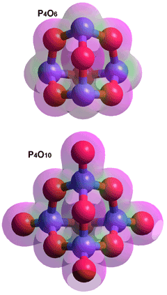 Phosphorus trioxide, P4O6

and Phosphorus pentoxide, P4O10