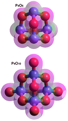 Phosphorus trioxide, P4O6

and Phosphorus pentoxide, P4O10