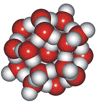 Dodecahedral water cluster, with an interstitial water molecule