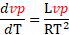 change in vapor pressure with temperature