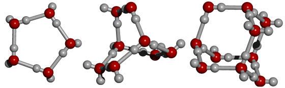 water pentamer, bicyclo[2.2.2]octamer and tricyclo[3.3.1.1]decamer