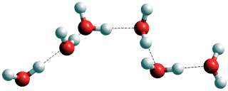 A chain of water molecules